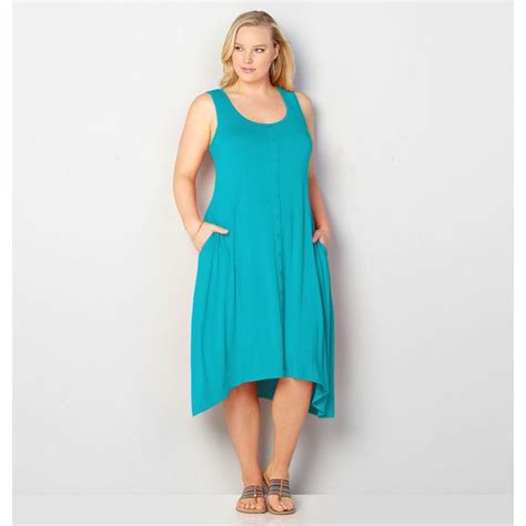 Avenue Plus Size Button Front Hi Lo Dress 17 Liked On Polyvore