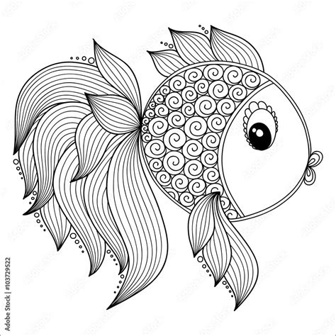 Pattern for coloring book. Vector Cartoon Fish. Stock Illustration ...