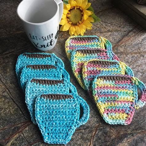 Crocheted Coaster Set Of Beverage Coaster Coasters Drink Etsy