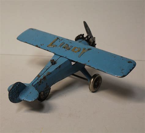 Bargain John S Antiques Antique Cast Iron Lindy Airplane Blue Paint