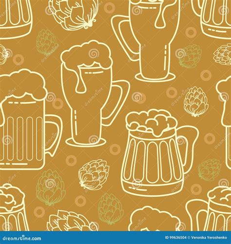 Beer Seamless Pattern Vector Background Stock Vector Illustration Of