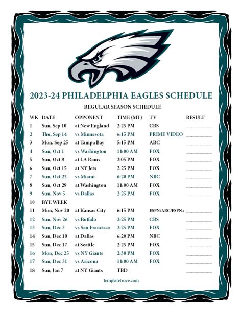 Eagles 2025 Schedule Bianca Logan