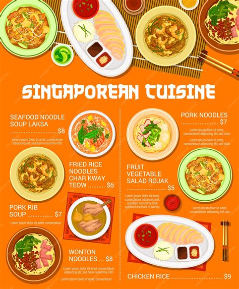 Premium Vector Singaporean Cuisine Menu Asian Food Dishes Meals