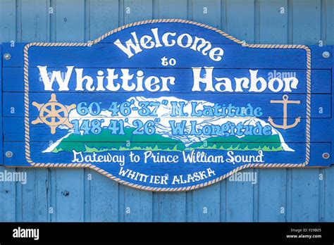 Whittier Harbor Welcome Sign Stock Photo Alamy