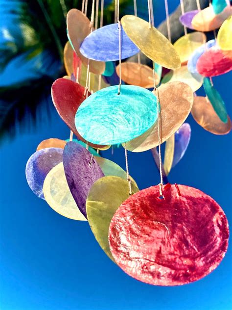 New Capiz Shell Rainbow Spiral Wind Chime Natural Sea Shell Etsy