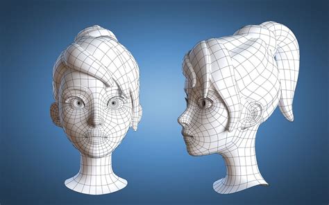 Cartoon Girl Head 3D Model Girl Cartoon Character Modeling