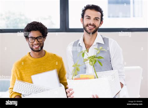 Happy Gay Couple Holding White Boxes Stock Photo Alamy