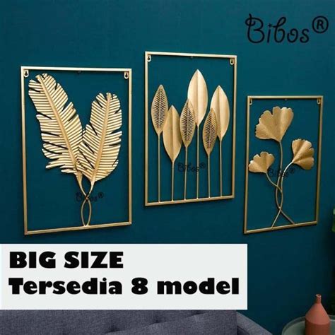 Jual Wall Decor Daun Leaf Gold Mewah Hiasan Dinding Frame Metal