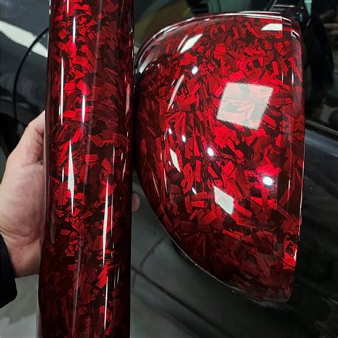 High Glossy Red Forged Carbon Fiber Vinyl Wrap Auto DIY Decal Film With ...