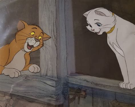 Original Walt Disney Production Cel From The Aristocats Featuring Thomas Omalley And Duchess