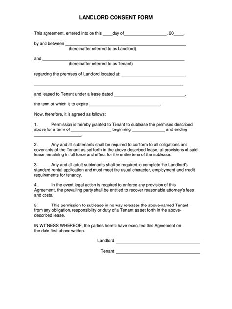 Landlord Consent Agreement Get Fill Online Printable Fillable