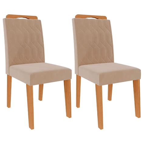 Conjunto Cadeiras Estofadas De MDF Para Sala De Jantar Paola Cimol Nature Nude Iii