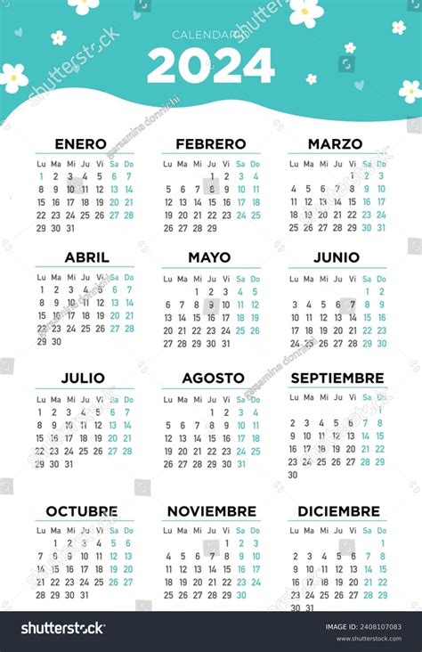 Calendar 2024 Week Starts On Monday Spanish Royalty Free Stock