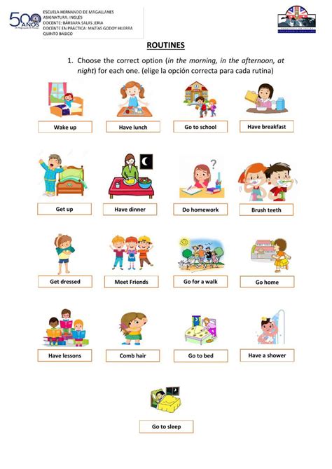 Routines Interactive Worksheet For 5° Live Worksheets