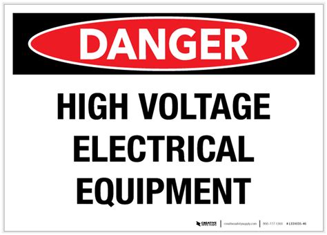 Danger: High Voltage Electrical Equipment - Label