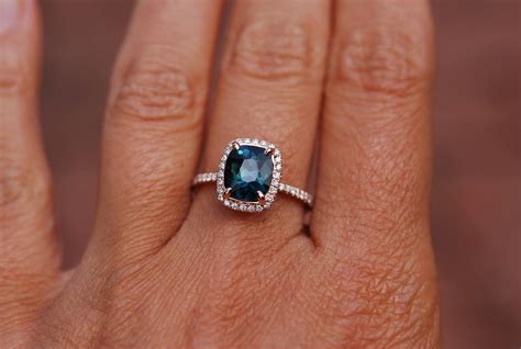 Peacock Sapphire Engagement Ring Ct Cushion Cut Blue Green Sapphire