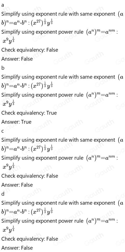 Solved Which Expression Is Equivalent To X 27 Y 1 3 X 3 Sqrt[3] Y X 9 Sqrt[3] Y X 27