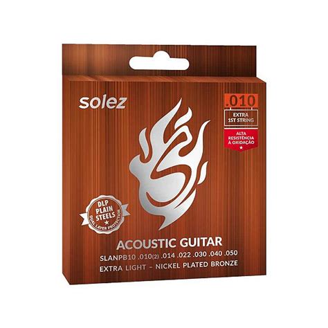 Encordoamento Violão Solez 010 Aço Plated Bronze Mi Extra BHGuitar