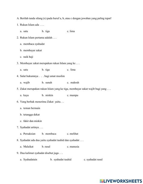 Latihan Soal Fiqih Activity Live Worksheets