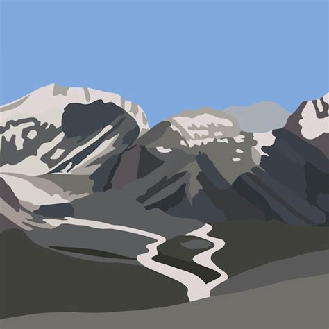 Vector ilustração isolada de uma bela paisagem montanhosa Vetor Premium