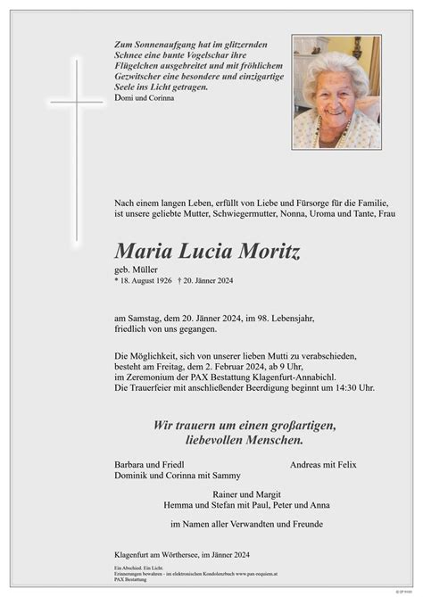 Parte für Maria Lucia Moritz pax requiem