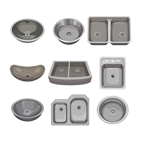 Premium Vector Metal Sink Set Cartoon Vector Illustration