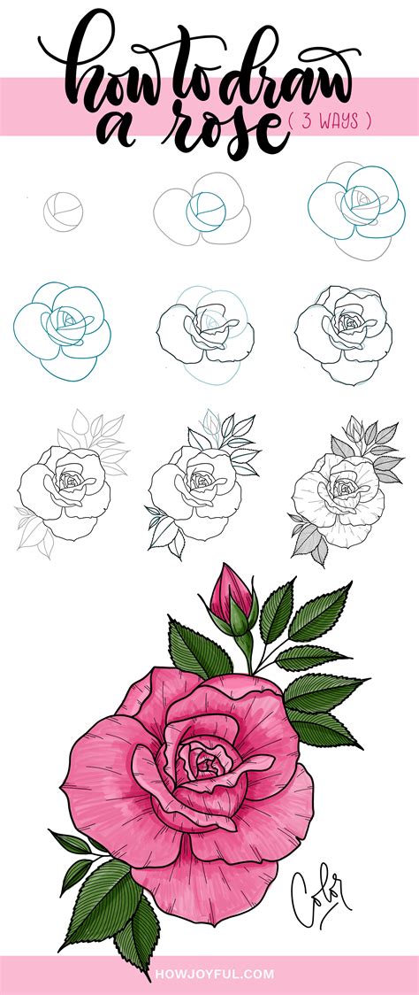 Drawings Of Roses How To Draw Simple Roses Step By Step 4 Ways Roses Drawing Flower