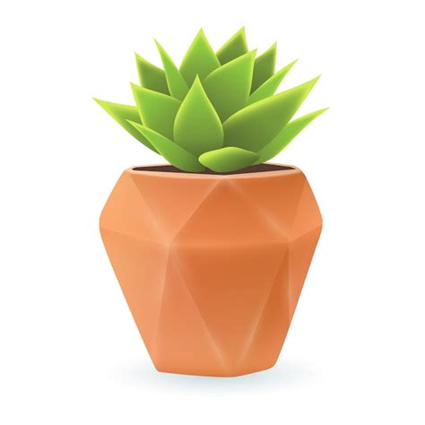 Planta suculenta verde en maceta beige ilustración 3d Vector Premium