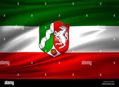 Renania del Norte Westfalia 3D banderas ondeantes ilustración La