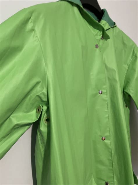 Rukka Vintage Plastic Pvc Rain Coat Mac L Finland Rare Lime Green