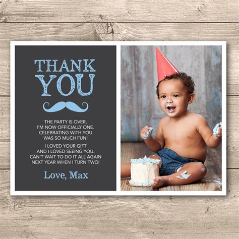 Moustache Boys First Birthday Thank You Card By Inkandcarddesigns Boy