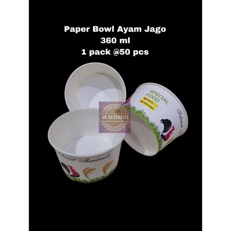 Jual Paper Bowl 360ml Ayam Jago Mangkok Kertas Ayam Jago 360ml Tanpa