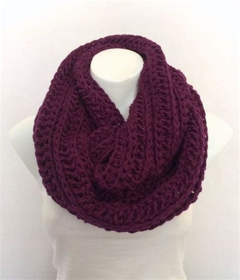 Plum Crochet Infinity Scarf Chunky Infinity Chunky Cowl On Etsy Sold