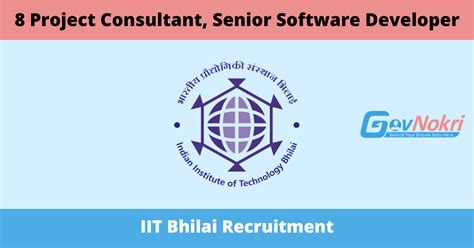 IIT Bhilai Hiring Notification 2024 For 8 Post Of Project Consultant