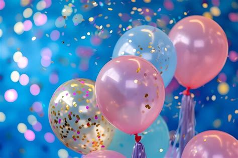 Celebration Burst Confetti Filled Balloons Against A Festive Backdrop