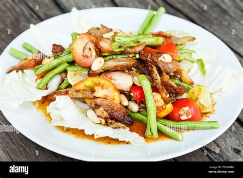 Salad Grilled Pork Neck Thai Style Stock Photo Alamy