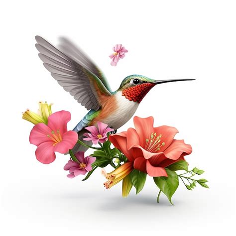 Premium Photo | Hummingbird hovering happily around flowers