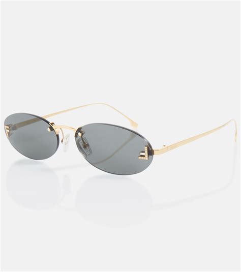 Fendi First Embellished Oval Sunglasses In Black Fendi Mytheresa