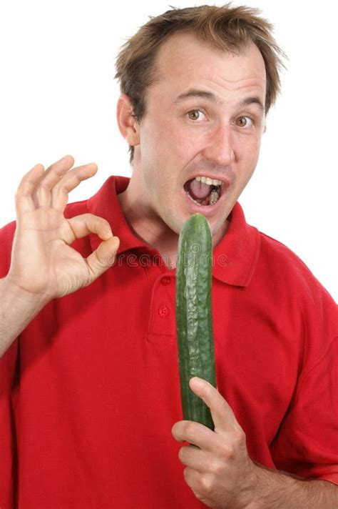 Man With A Cucumber In His Hand Stock Image Image Of Male Hand 20083649