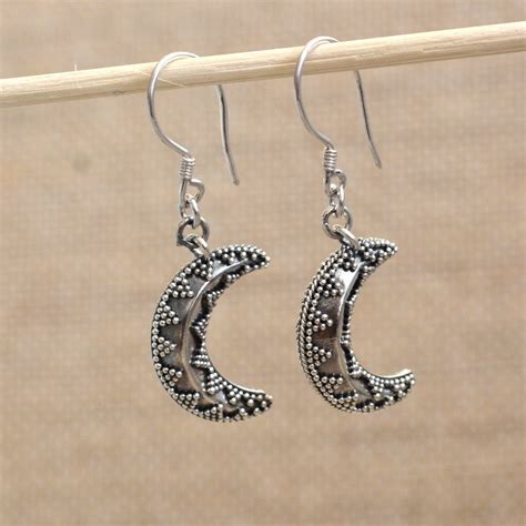 Sterling Silver Crescent Moon Earrings Silver Moon Earrings Etsy Moon Earrings Etsy