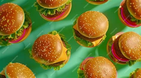 Premium Photo Burger Hamburger Cheeseburger Fast Food Seamless Pattern