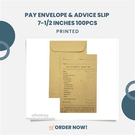 Kraft Pay Envelope And Advice Slip 7 1 2 Inches 100pcs Shopee Philippines