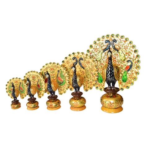 Multicolor Shrinath Art Gallery Wooden Painted Dancing Peacock For