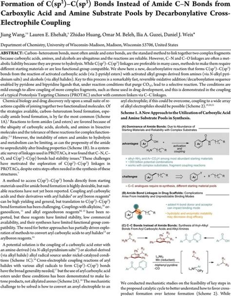 Formation Of C Sp2 C Sp3 Bonds Instead Of Amide CN Bonds From