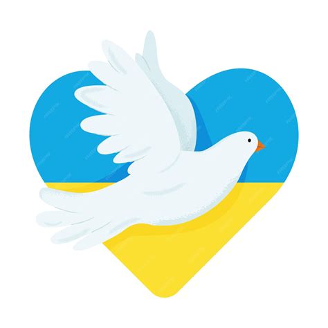 Концептуальный плакат летающий голубь мира символ цветов украинского ...