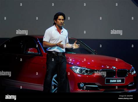 Indian Cricketer Sachin Tendulkar Poses With The New Bmw I Sportline