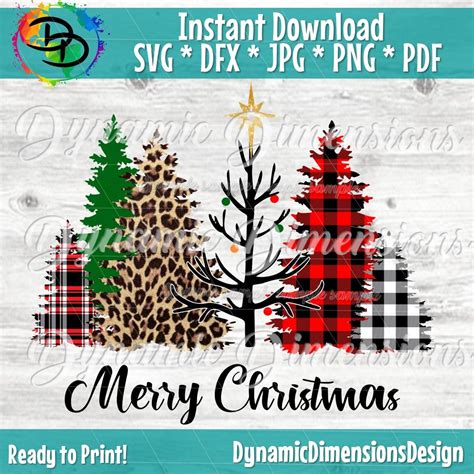 Merry Christmas Svg Christmas Tree Svg Christmas Svg Leopard Print