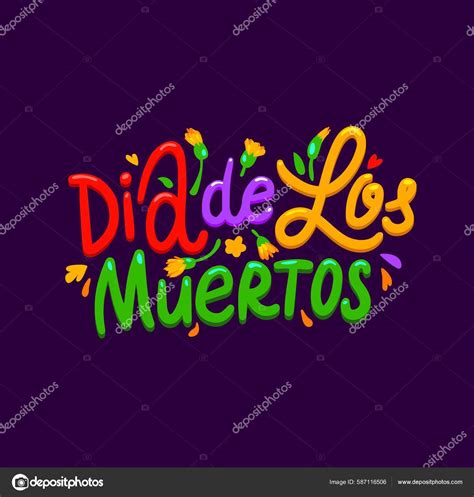 Dia Los Muertos Mexican Cartoon Lettering Banner Holiday Fiesta Vector