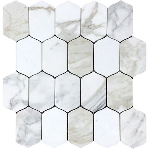 Calacatta Gold Elongated Hexagon Mosaic Tile Hexagon Mosaic Tile