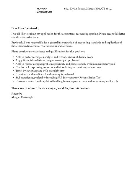 Accountant Accounting Cover Letter Velvet Jobs